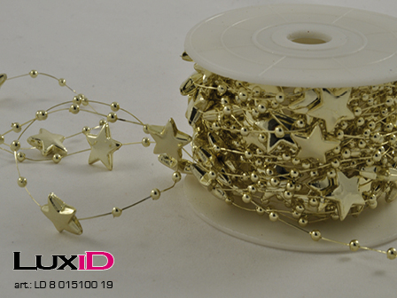 Metalized star beads 19 gold 15mm x 10m